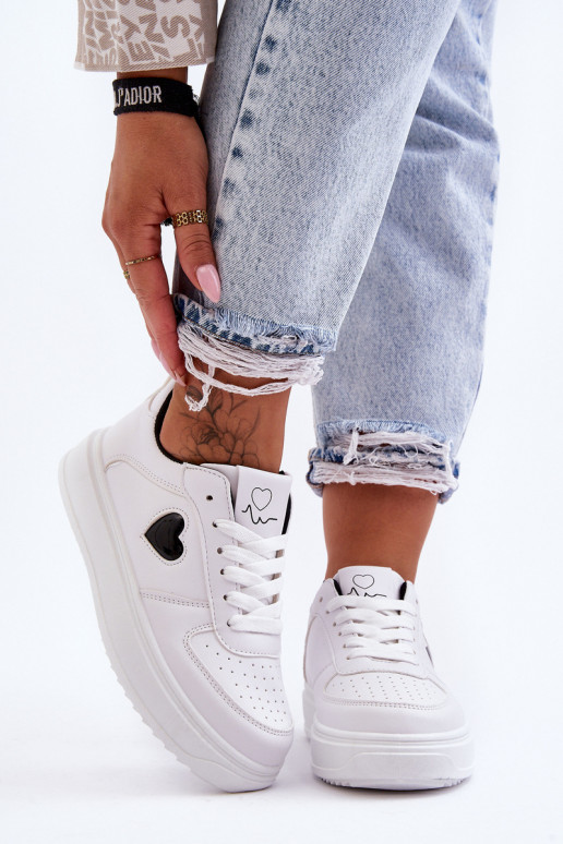 À modalo clássico tênis Com coração Branco-cor preta Amore