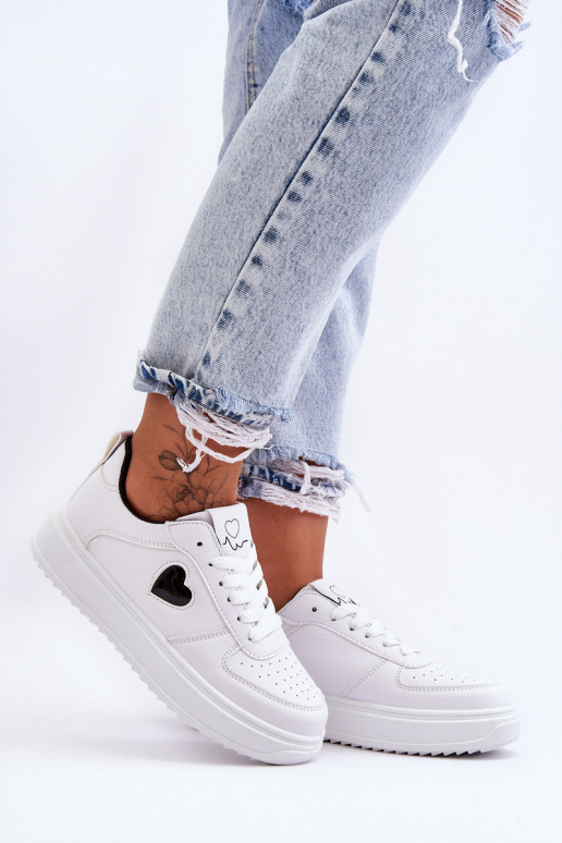 À modalo clássico tênis Com coração Branco-cor preta Amore