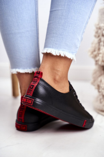 Tênis femininos de couro Big Star GG274007 cor preta 2