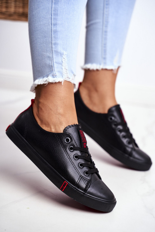 Tênis femininos de couro Big Star GG274007 cor preta