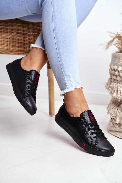 Tênis femininos de couro Big Star GG274007 cor preta