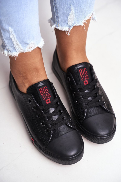Tênis femininos de couro Big Star GG274007 cor preta