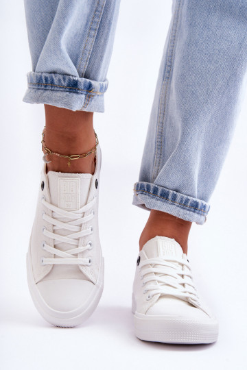 Tem que serterial baixo feminino sapatos casuais Big Star KK274008 cor branca 2