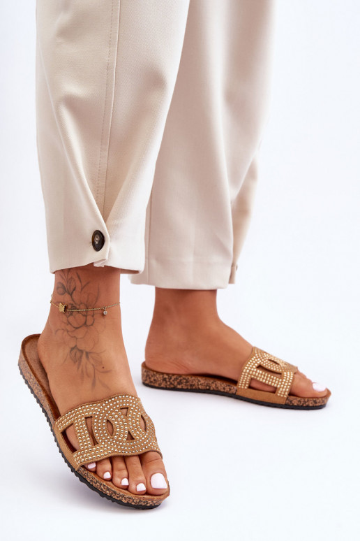 Feminino Chinelos Decorado Pregos cor marrom Evelins