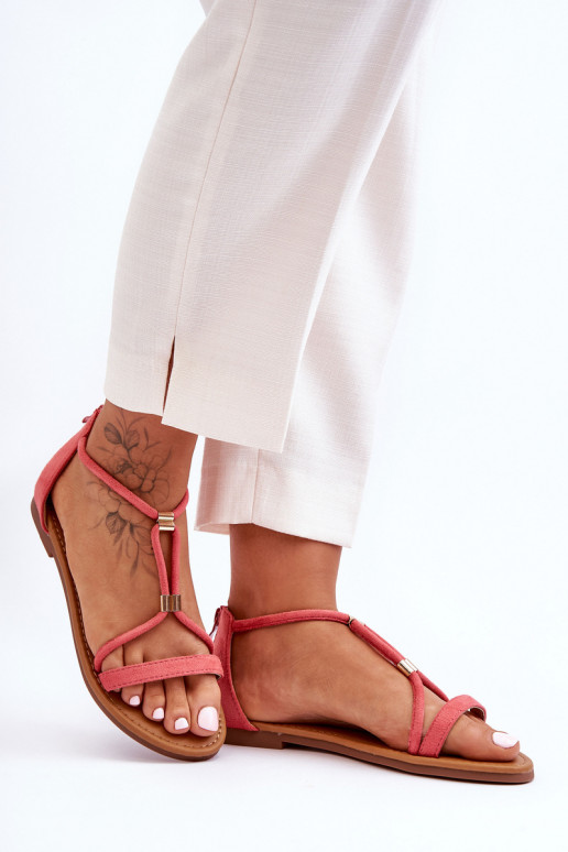 Feminino Sandálias rasteiras Casal o castelo Coral Jullie