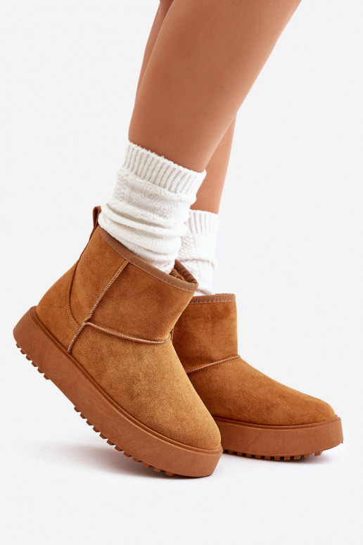 Feminino Botas de neve com uma plataformade camurça ecológicau cor marrom Atteria