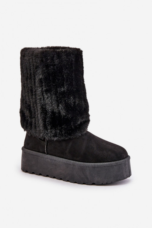 Botas de neve com uma plataformaEMyParainiętą CholeParaką cor preta Lisonea