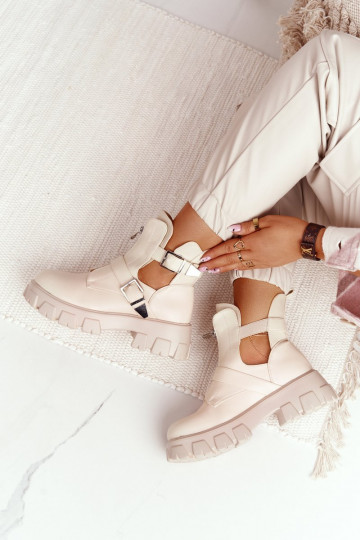 Feminino Botins de trabalho com uma plataforma bege Cosmic Love 2