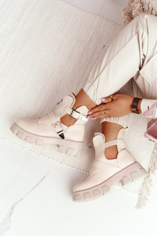 Feminino Botins de trabalho com uma plataforma bege Cosmic Love