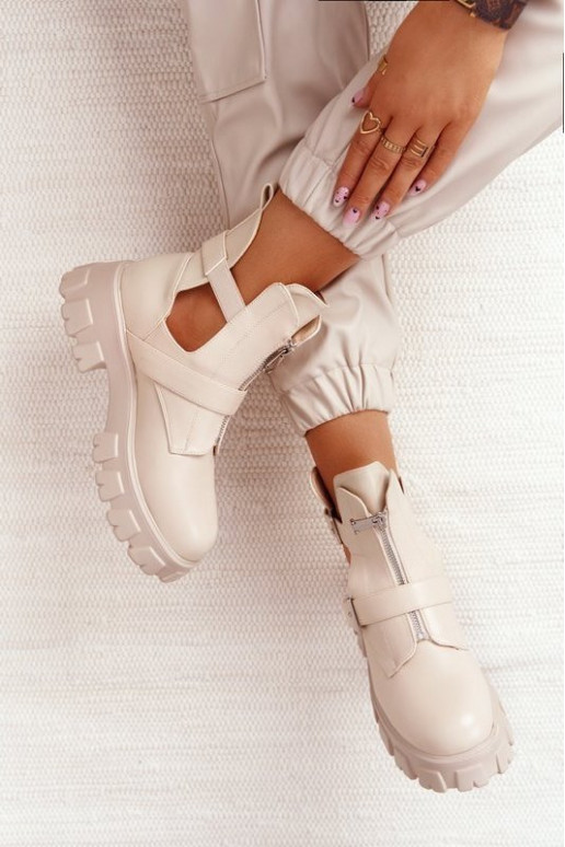 Feminino Botins de trabalho com uma plataforma bege Cosmic Love