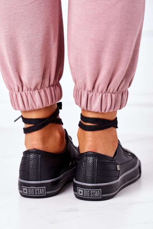 Tênis femininos de couro BIG STAR II274002 cor preta
