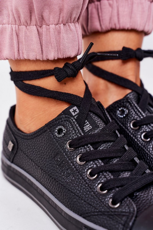 Tênis femininos de couro BIG STAR II274002 cor preta