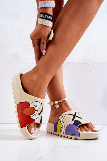 Borracha ChinelosHabilitadoimpressãoiem bege Monsters