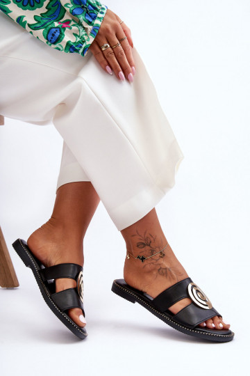 Chinelos da moda Com acabamento espelhado cor preta Deep Breath 2