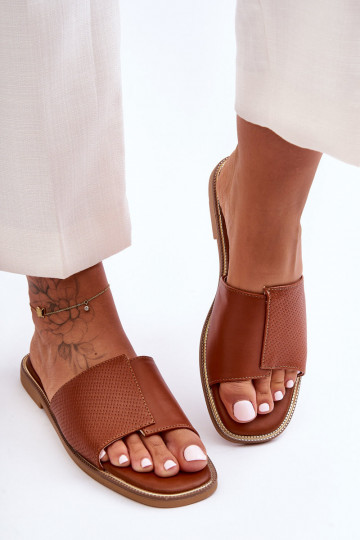 Chinelos femininos Pele cor marrom Harmony