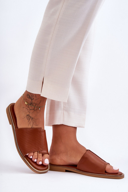 Chinelos femininos Pele cor marrom Harmony