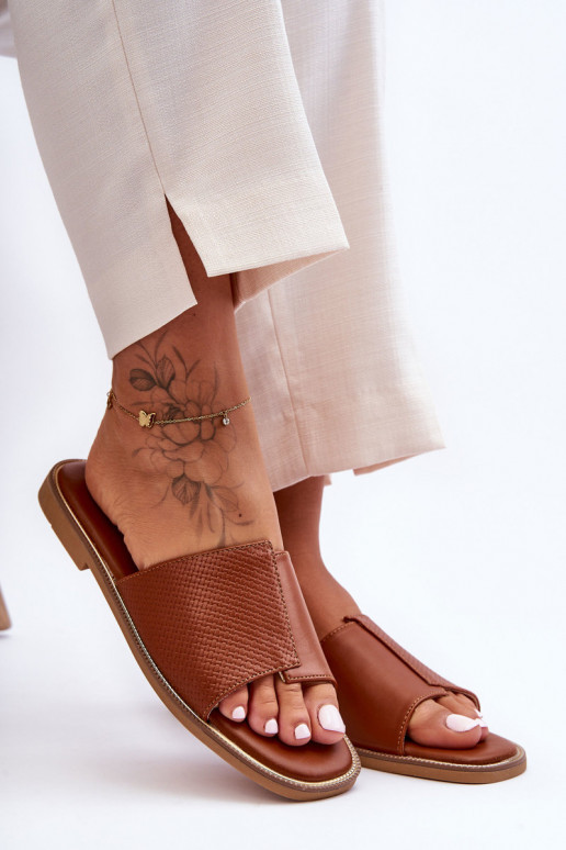 Chinelos femininos Pele cor marrom Harmony