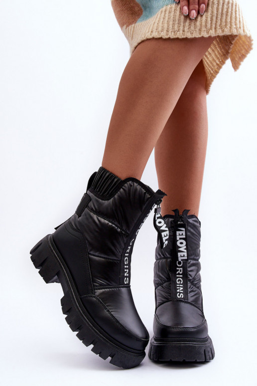 Alto Botas de neve Feminino aquecimento cor preta Freoc