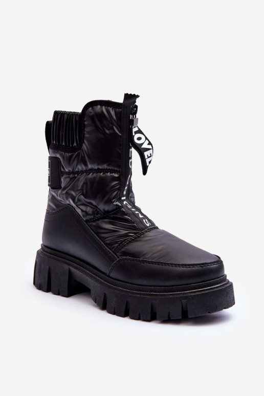 Alto Botas de neve Feminino aquecimento cor preta Freoc