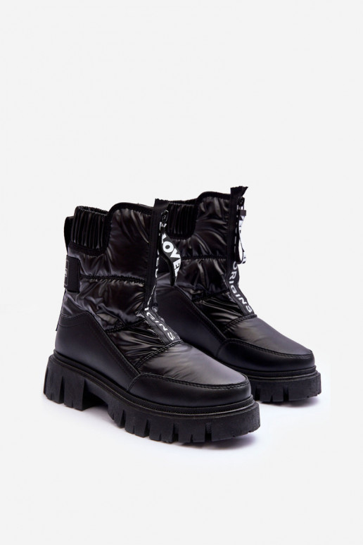 Alto Botas de neve Feminino aquecimento cor preta Freoc