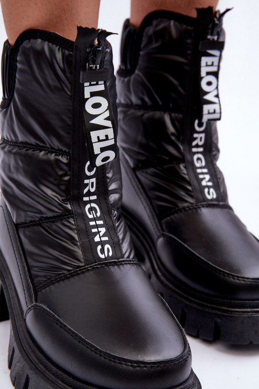 Alto Botas de neve Feminino aquecimento cor preta Freoc