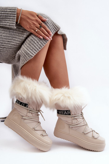 Feminino Botas de neve com atacadores cor de marfim Santero