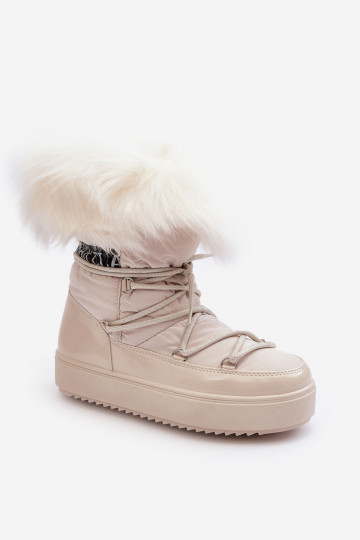 Feminino Botas de neve com atacadores cor de marfim Santero 2