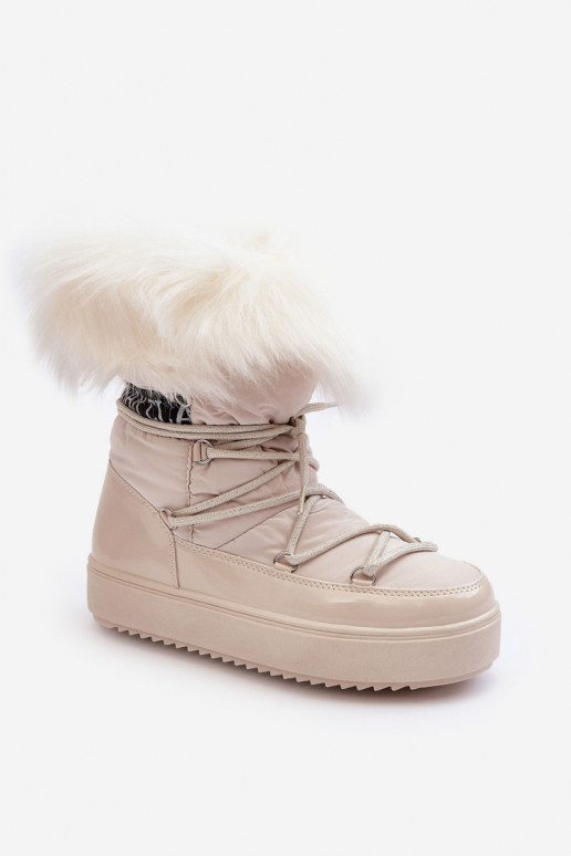 Feminino Botas de neve com atacadores cor de marfim Santero