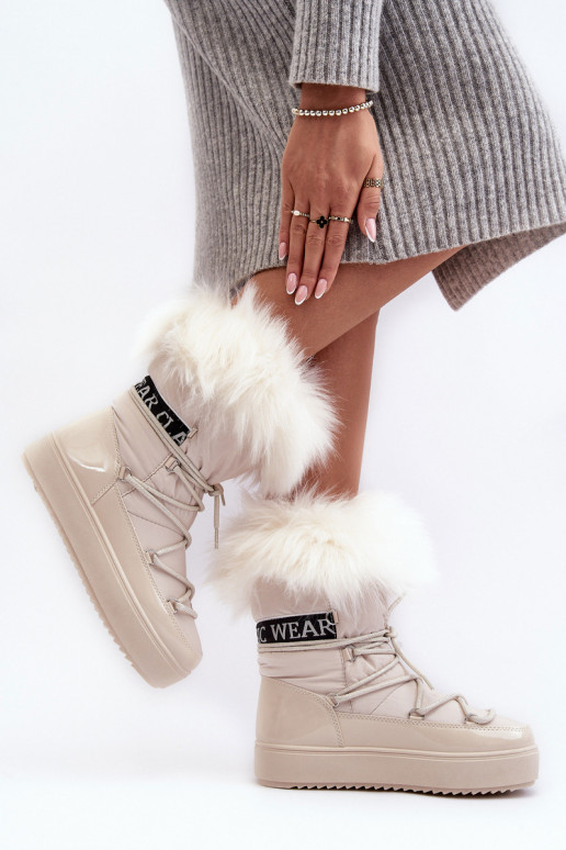 Feminino Botas de neve com atacadores cor de marfim Santero