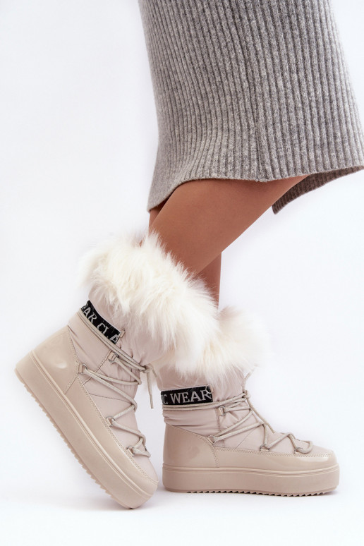 Feminino Botas de neve com atacadores cor de marfim Santero