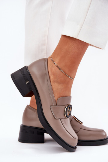 Pele Mocassins com salto Vinceza 18102 bege