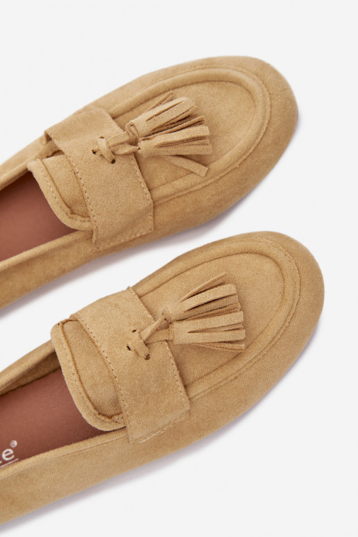 Mocassins femininos com franjas na cor amarela