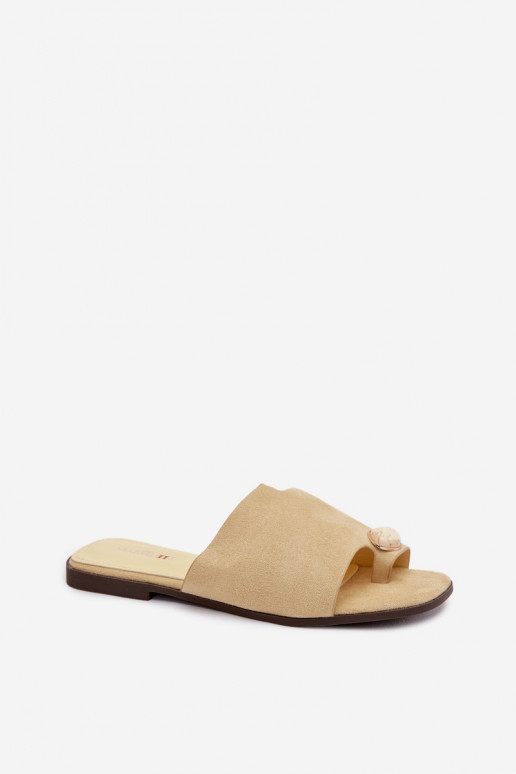 Chinelos Apartamento feminino Com decorações Detalem de camurça ecológicaoParae cor amarela Selavine