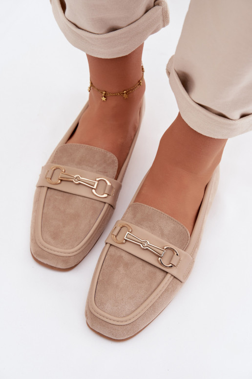 Mocassins mocassins femininos com enfeites bege Palerina