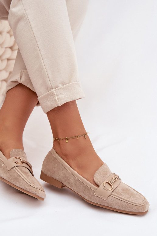 Mocassins mocassins femininos com enfeites bege Palerina