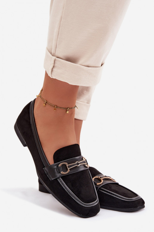 Mocassins mocassins femininos com enfeites cor preta Palerina