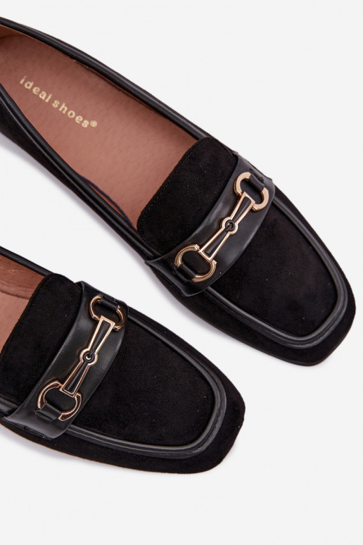 Mocassins mocassins femininos com enfeites cor preta Palerina