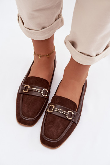 Mocassins mocassins femininos com enfeites cor marrom Palerina