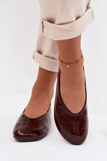 Bailarinas lacadas de couro ecológico CzekoladoParae Selanora 2