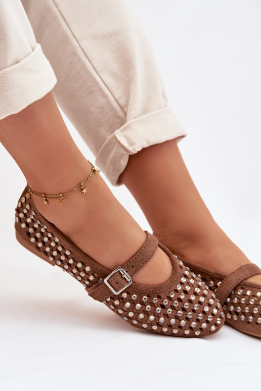 Bailarinas Feminino com elementos abertos com olhos brilhantes I Tirasem cor marrom EMilvessa