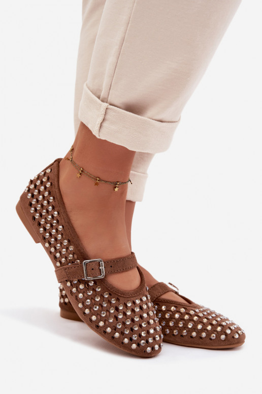 Bailarinas Feminino com elementos abertos com olhos brilhantes I Tirasem cor marrom EMilvessa