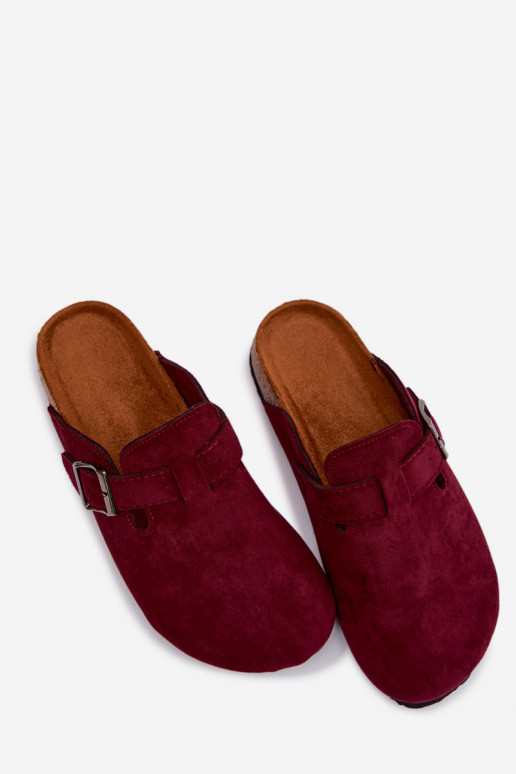 Chinelos Tamancos Feminino com fivelas Borgonha Delirisse