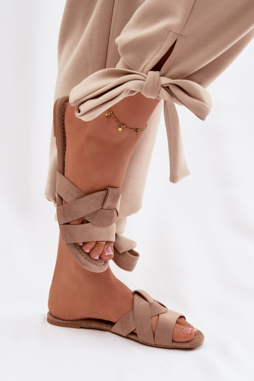 isósceles Chinelos femininos com listras bege Pavelle