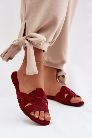 isósceles Chinelos femininos com listras Borgonha Pavelle