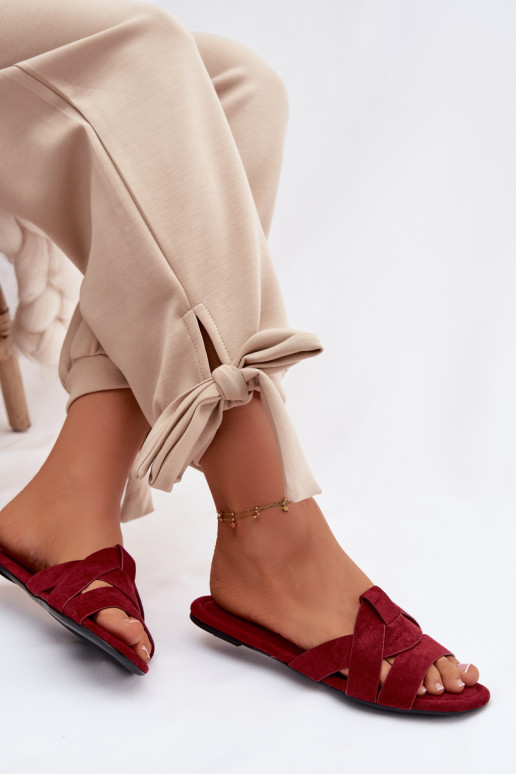 isósceles Chinelos femininos com listras Borgonha Pavelle