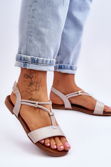 Sandálias rasteiras para mulheres S.Barski KV-541-120 cor dourada 2