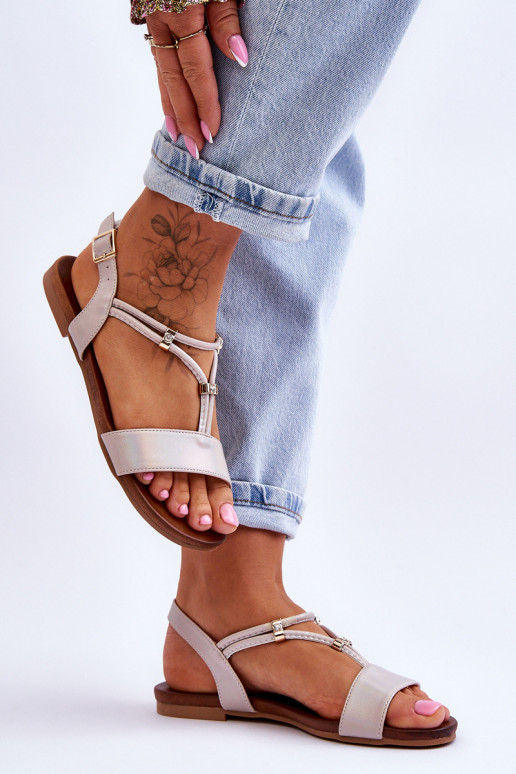 Sandálias rasteiras para mulheres S.Barski KV-541-120 cor dourada