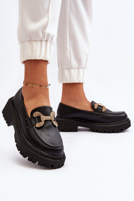 mocassins femininos com enfeites cor preta Gargi