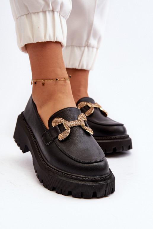 mocassins femininos com enfeites cor preta Gargi