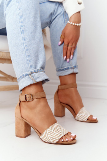 sandálias Com trança com salto marrom claro Honeymoon